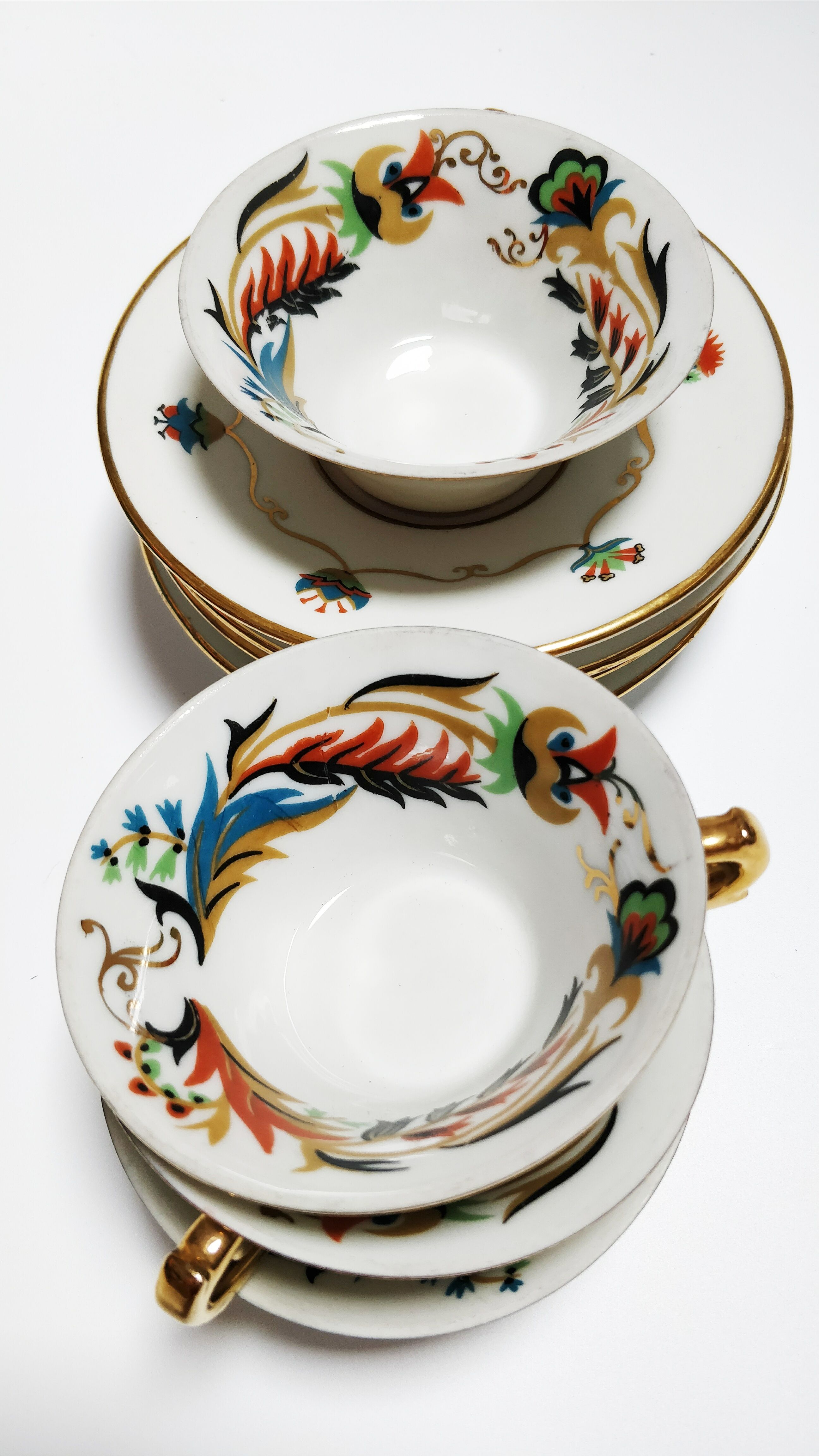 Art Deco Snake Porcelain Coffee Cups