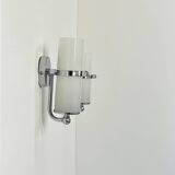 Pair of vintage wall lights, chrome and opaline, France, 1970.