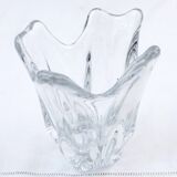 French vase, clear crystal glass, fluid organic shapes