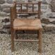 French antique turned wooden bobbin chair with rush seat