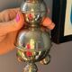 Set of 2 chrome Swedish chandeliers, 1960s style.
