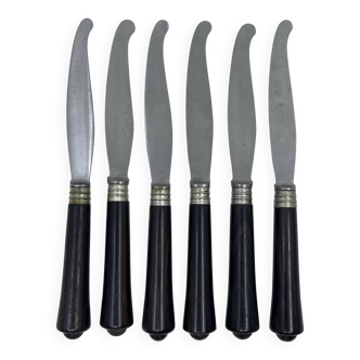 Set of 6 dessert knives in rosewood