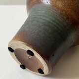 Brownish blue ceramic vase signed AH, France 1950.