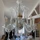 Lustre Murano verre soufflé 8 bras pendeloques cristal