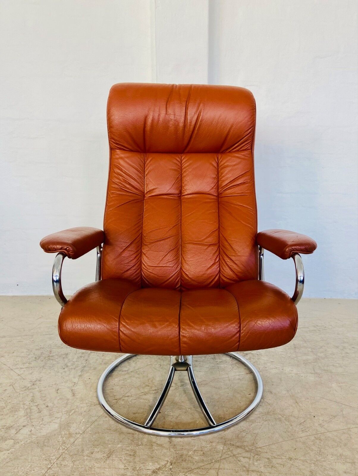 Vintage retro Ekornes Stressless reclining lounge chair & stool 1960s