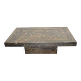 Table basse brutaliste Laauser en pierre naturelle fossile
