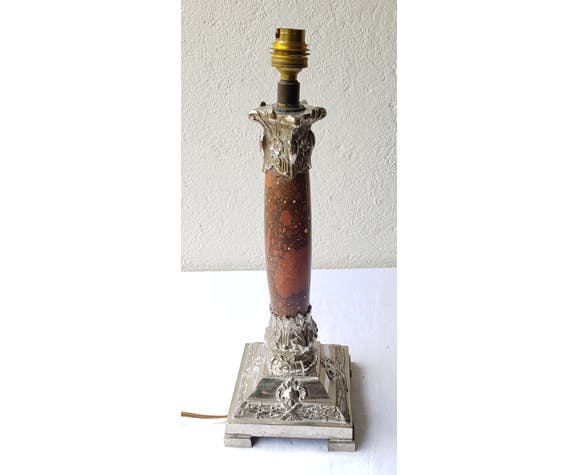 Red marble and metal lamp foot