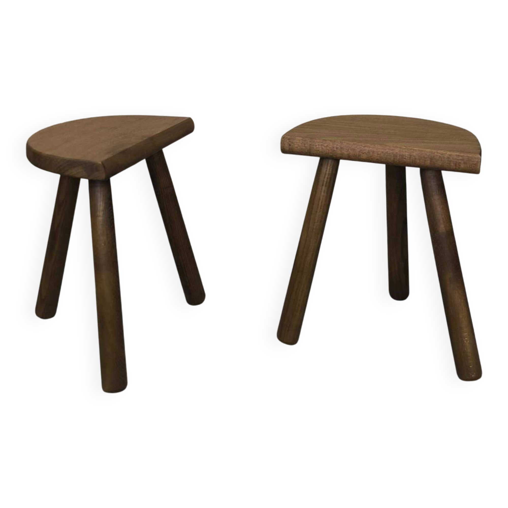 Vintage wooden tripod stool pair.