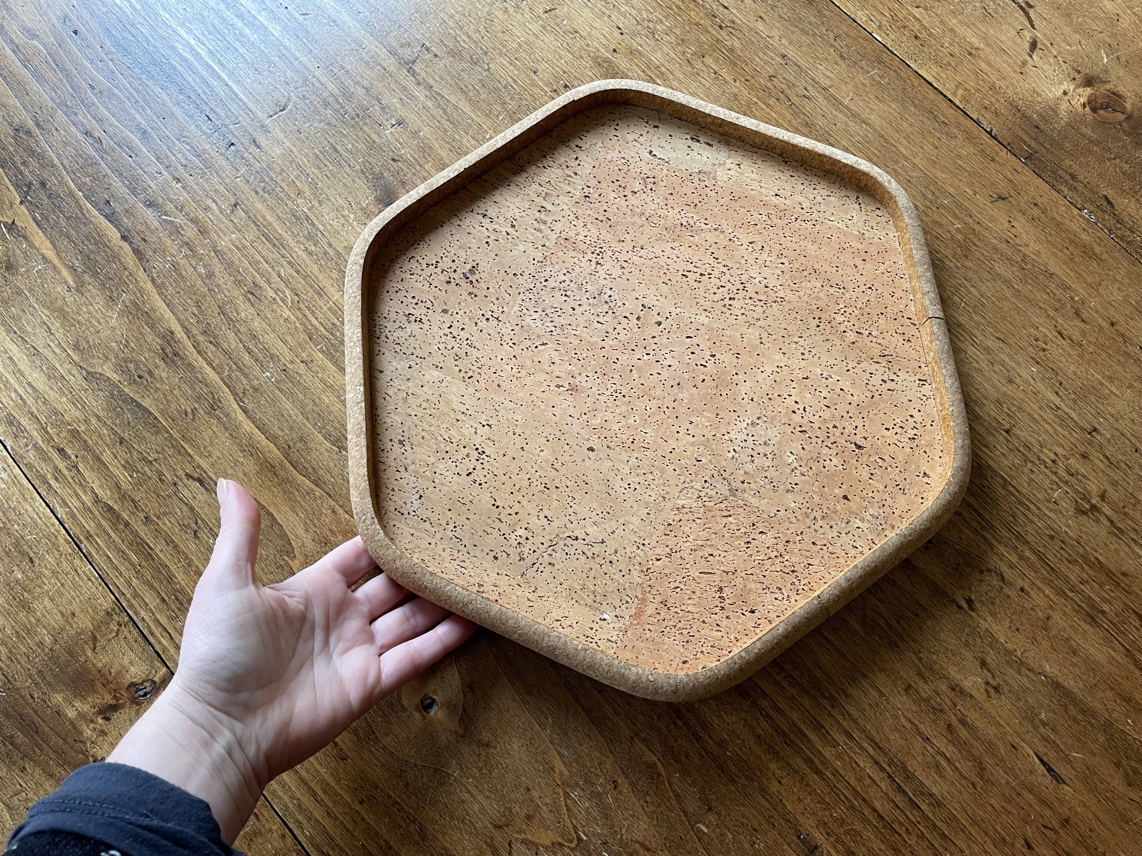 Hexagonal cork tray - vintage