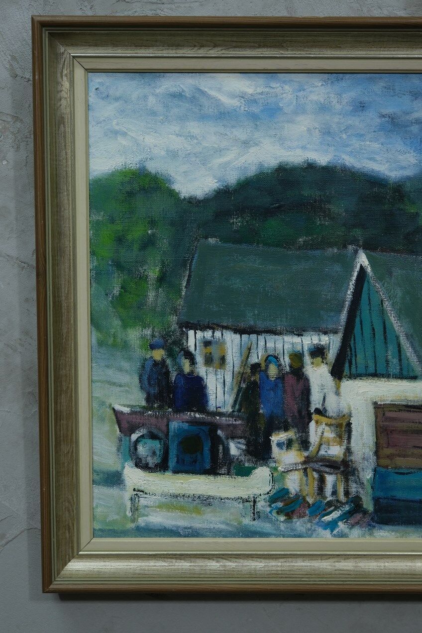 Kai christensen, scandinavian modern painting, 1960s, oil on canvas, framed