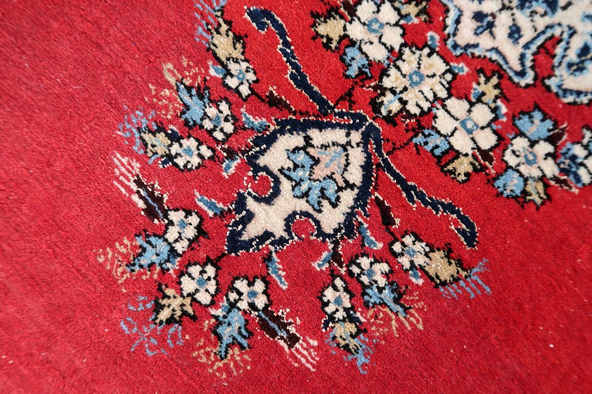 Tapis vintage fait main Tabriz 80 x 126 cm laine rouge vif - 1C1048
