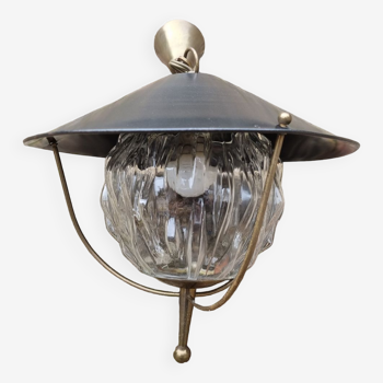 Suspension lanterne vintage, esprit Maison Lunel, années 50