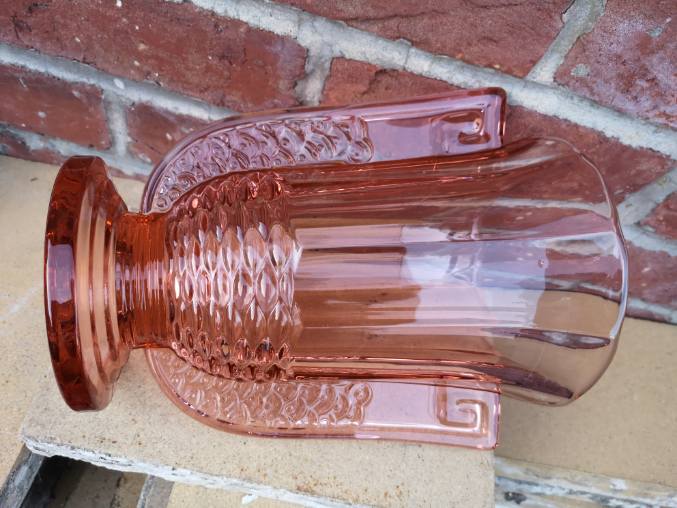 vase val saint lambert molded glass pink pedayer storied art deco