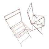Pair of children's garden chairs, folding, all metal, retro 50s