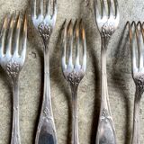 6 silver metal forks