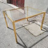 Table basse vintage en laiton doré