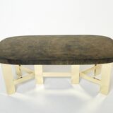 Brutalist Belgian dining table in resin and brass from around 1970.