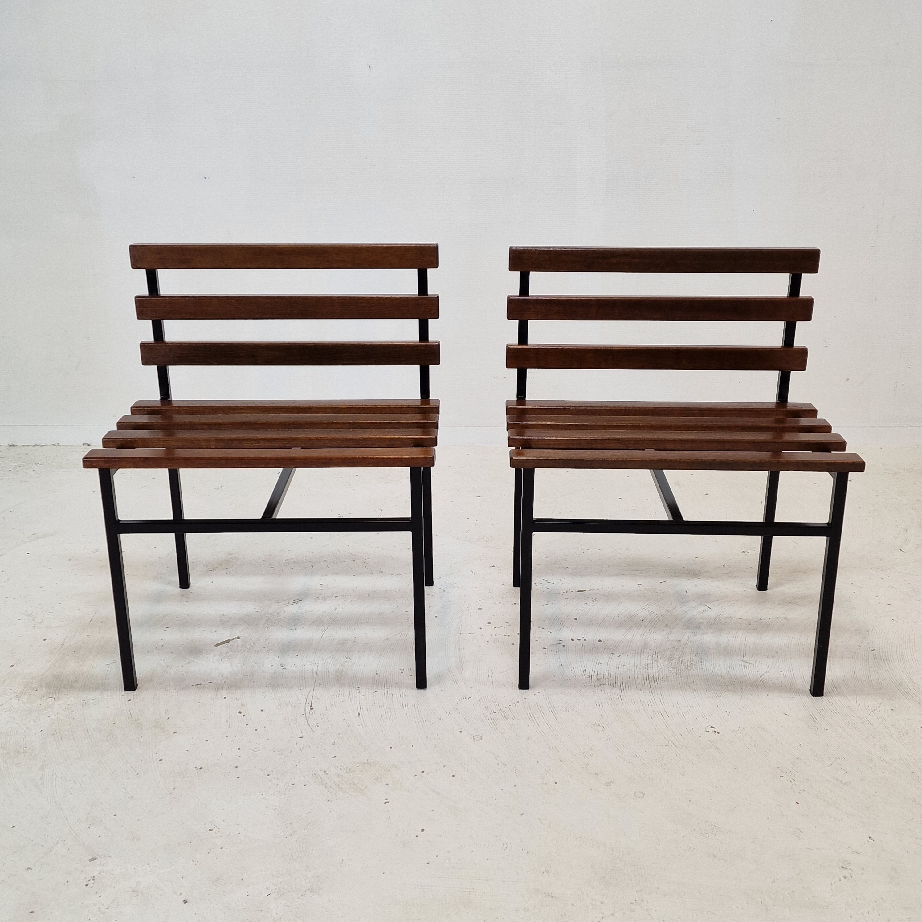 Set of 2 benches in teak, italy, 1960s