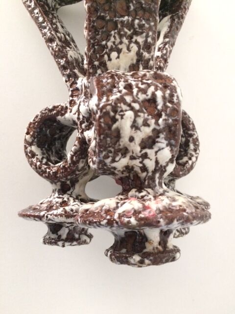Triple "fat lava" bougeoir by Marius Giuge, Vallauris, 1960