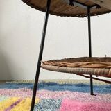 Round wicker coffee table from the 60s