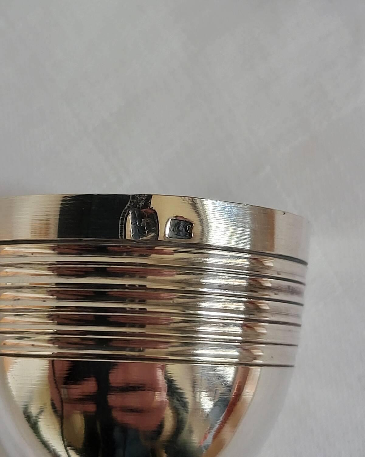 Egg Cup and Small Spoon in Silver Metal
