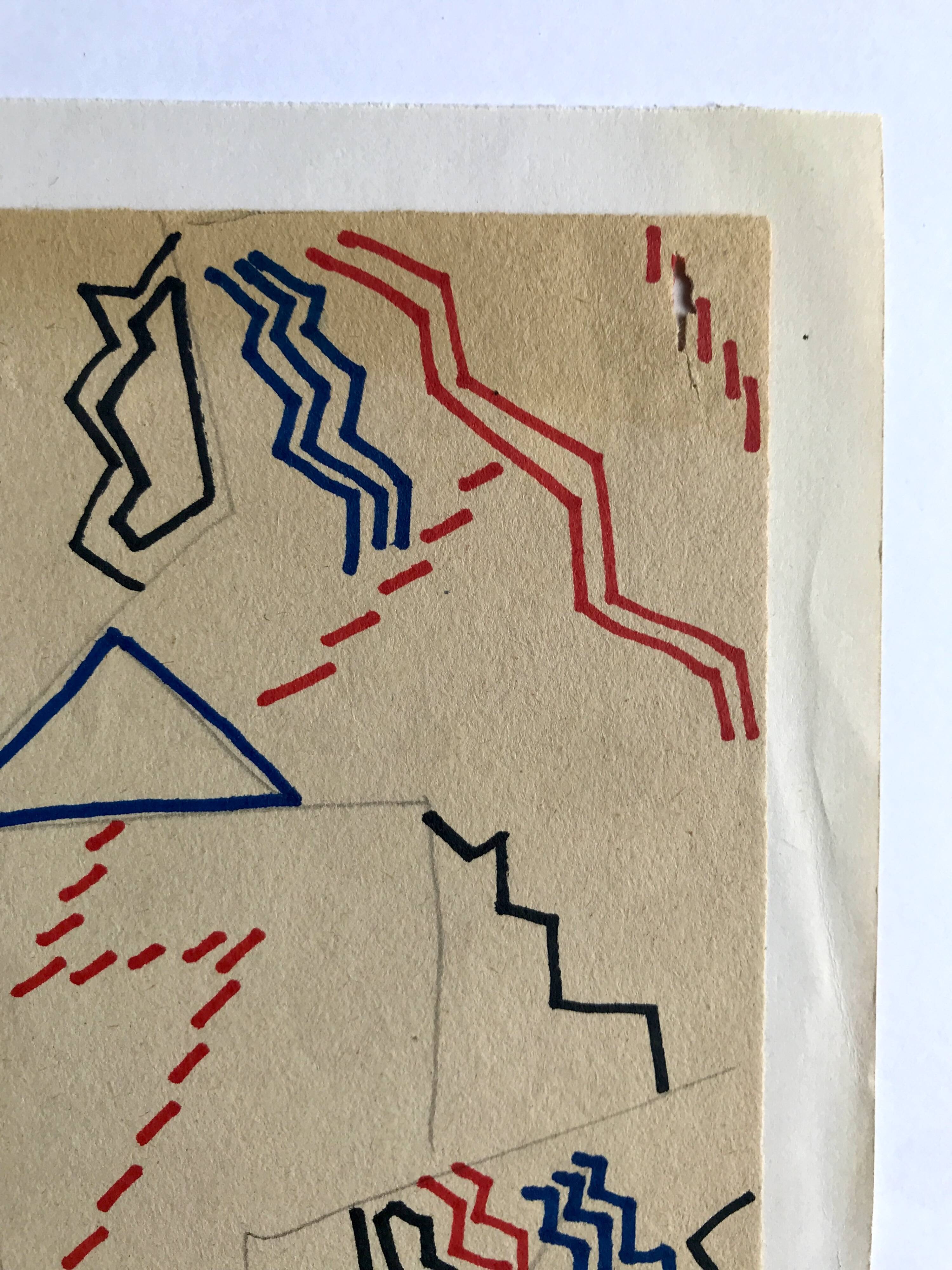 Elie dayan, untitled (abstract composition 3). felt pen on paper.