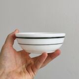 4 ramekins in white opaline, rounded shape, clean green borders