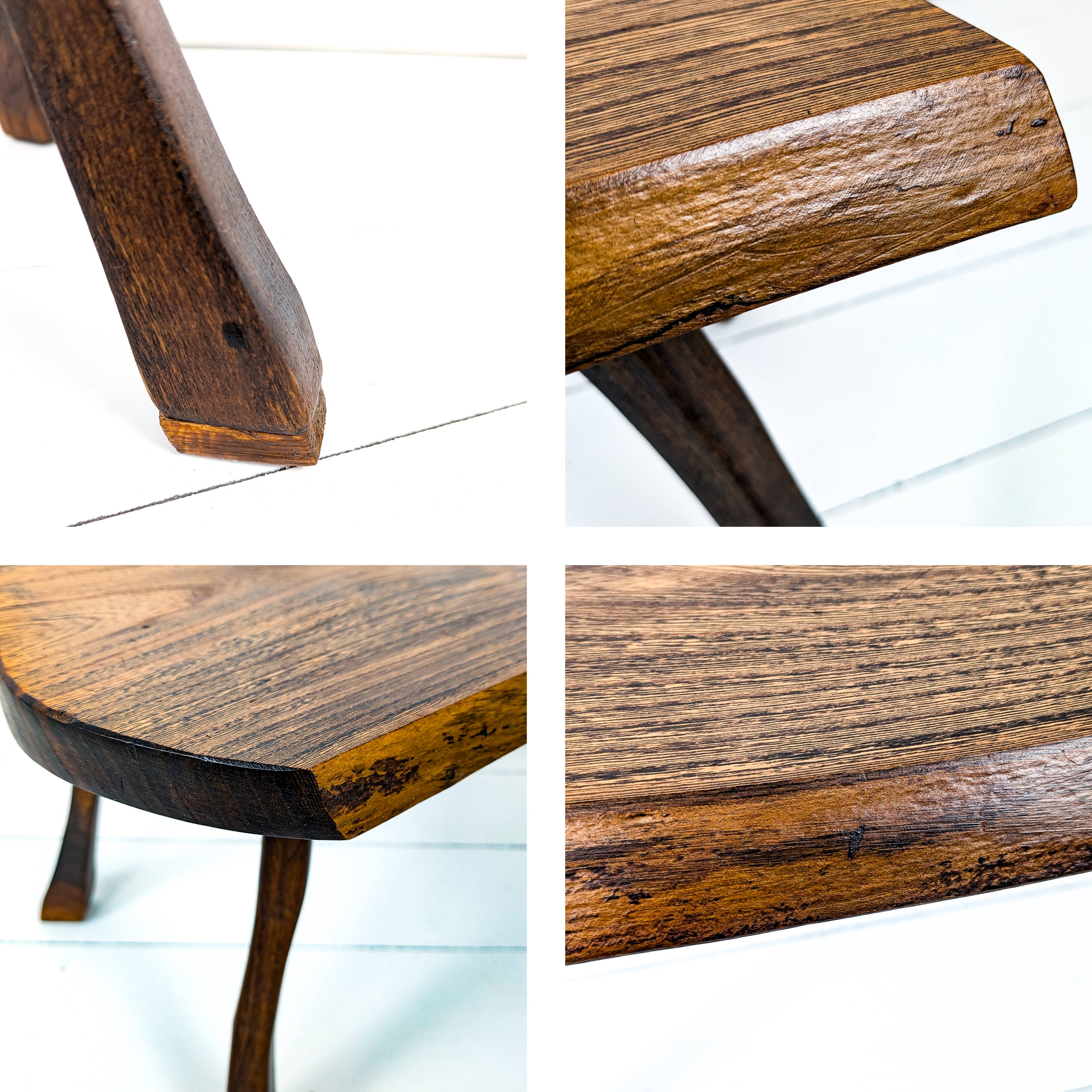 Mid Century Table d'appoint Pouf à fleurs Banc à fleurs Tabouret de chevet Bois massif Brutaliste Vi