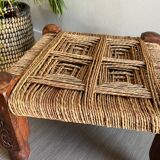 Charpoy stool in wood and rope