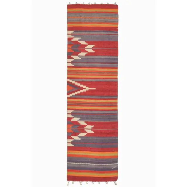 1970s Turkish Oushak Handmade Wool Cotton Orange Kilim Runner 72x252