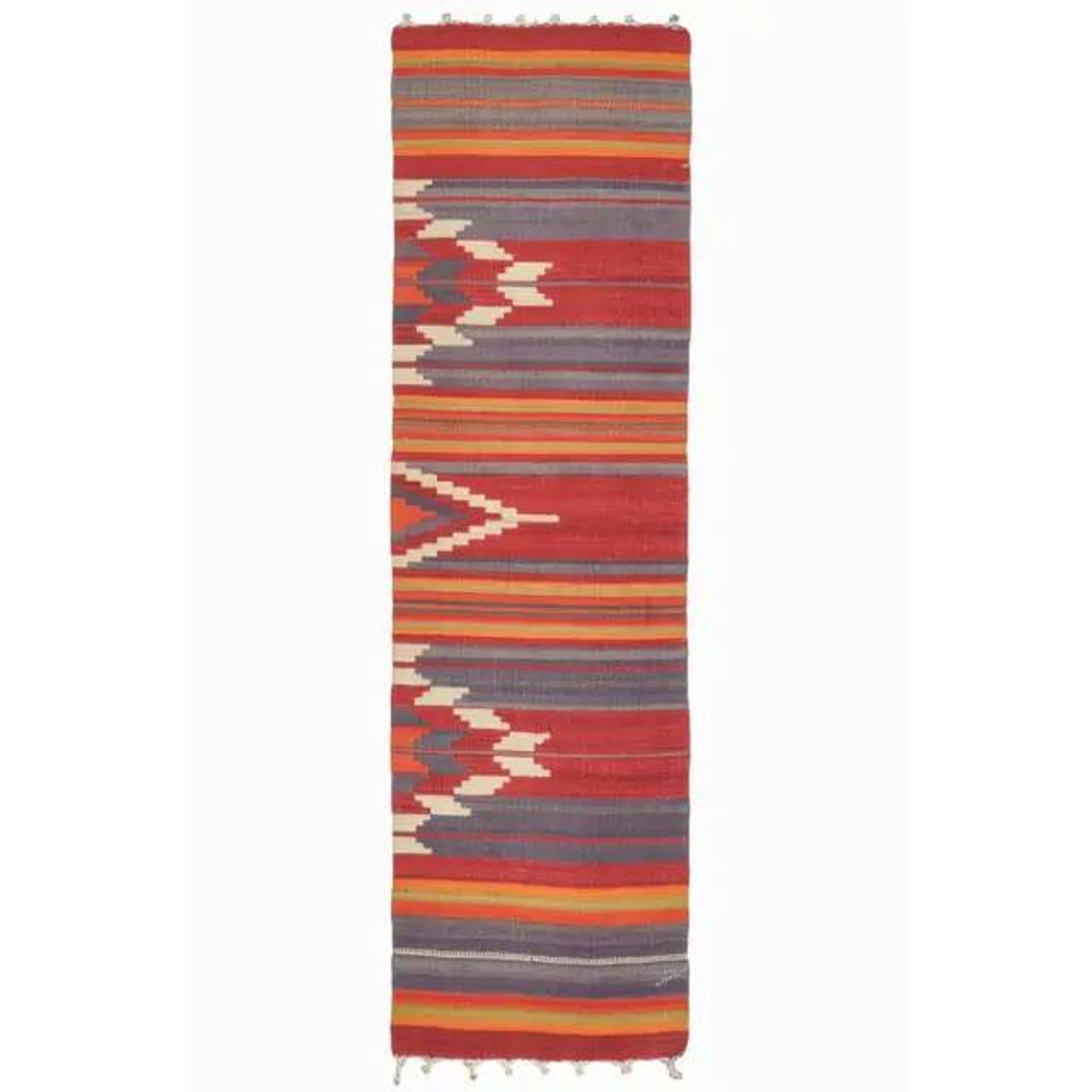1970s Turkish Oushak Handmade Wool Cotton Orange Kilim Runner 72x252