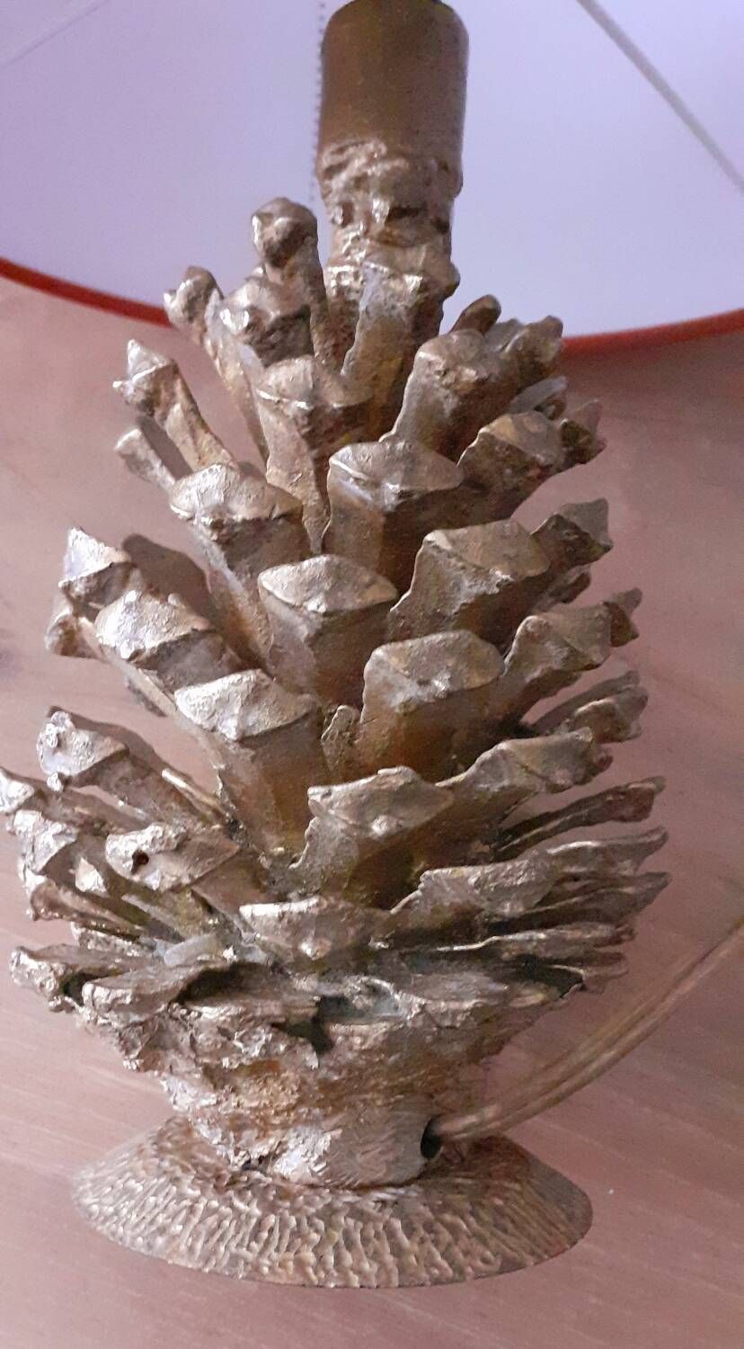 Old bronze pine cone lamp