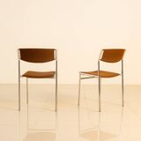 Ensemble de 4 chaises marrons par Gijs van der Sluis 60's