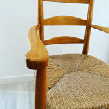 Wood and straw armchair