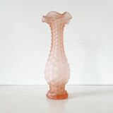Pink frosted glass corolla vase Empoli Italy 1960