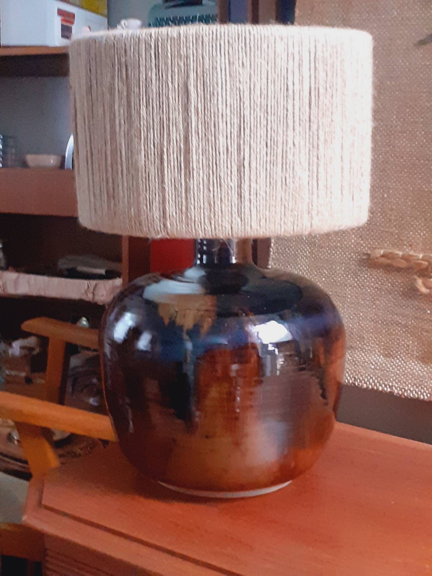 Pied de lampe en grès émaillé, années 70