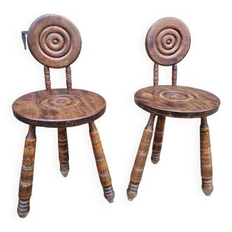 Tabourets, chaises tripode style Dudouyt