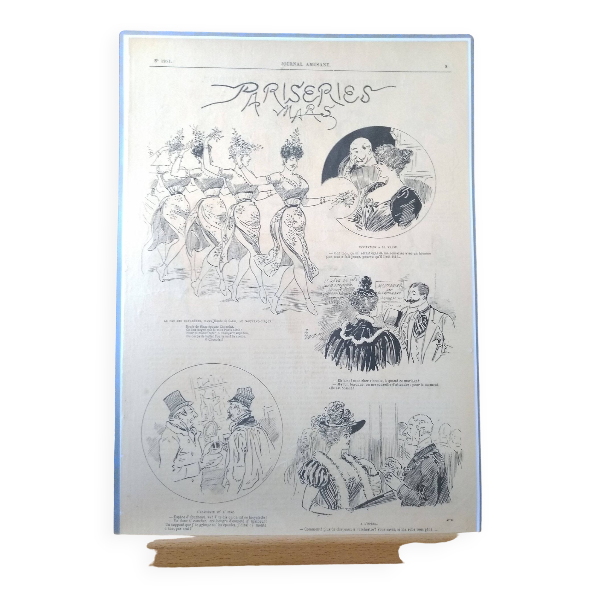 An illustration drawing sketch from period magazine Le Journal Amusant illustrator Mars