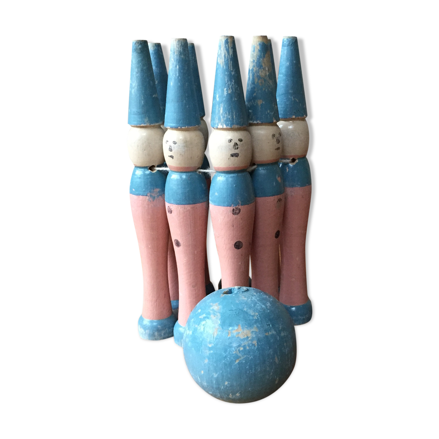 Former pierrot theme wooden bowling game