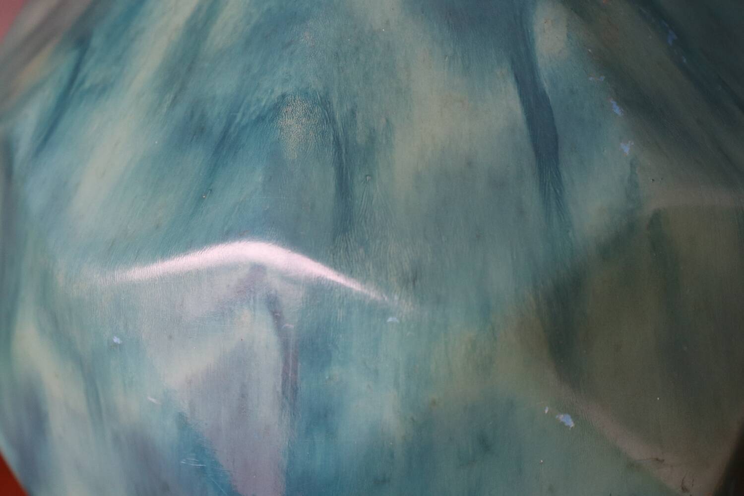 Antique blue ceramic origami ball vase