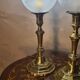 pair of art deco brass lamps with opaque etched glass 39x12