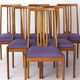 Set of 8 Vintage Chairs by Lübke – 1960s-70s Beech Wood & Violet Textile