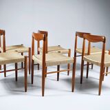 6 wood and rope chairs by Henry Klein for Bramin, 1960s