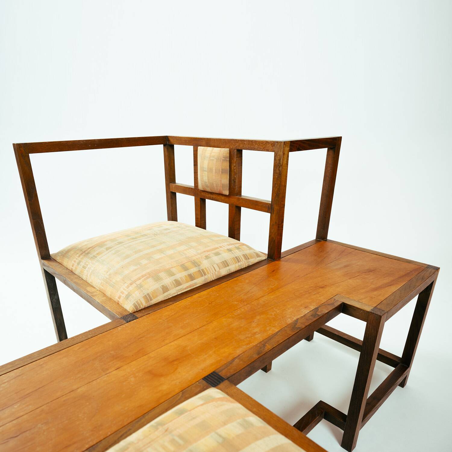 Conversation bench inspired by Rennie Mackintosh, unique, 1980