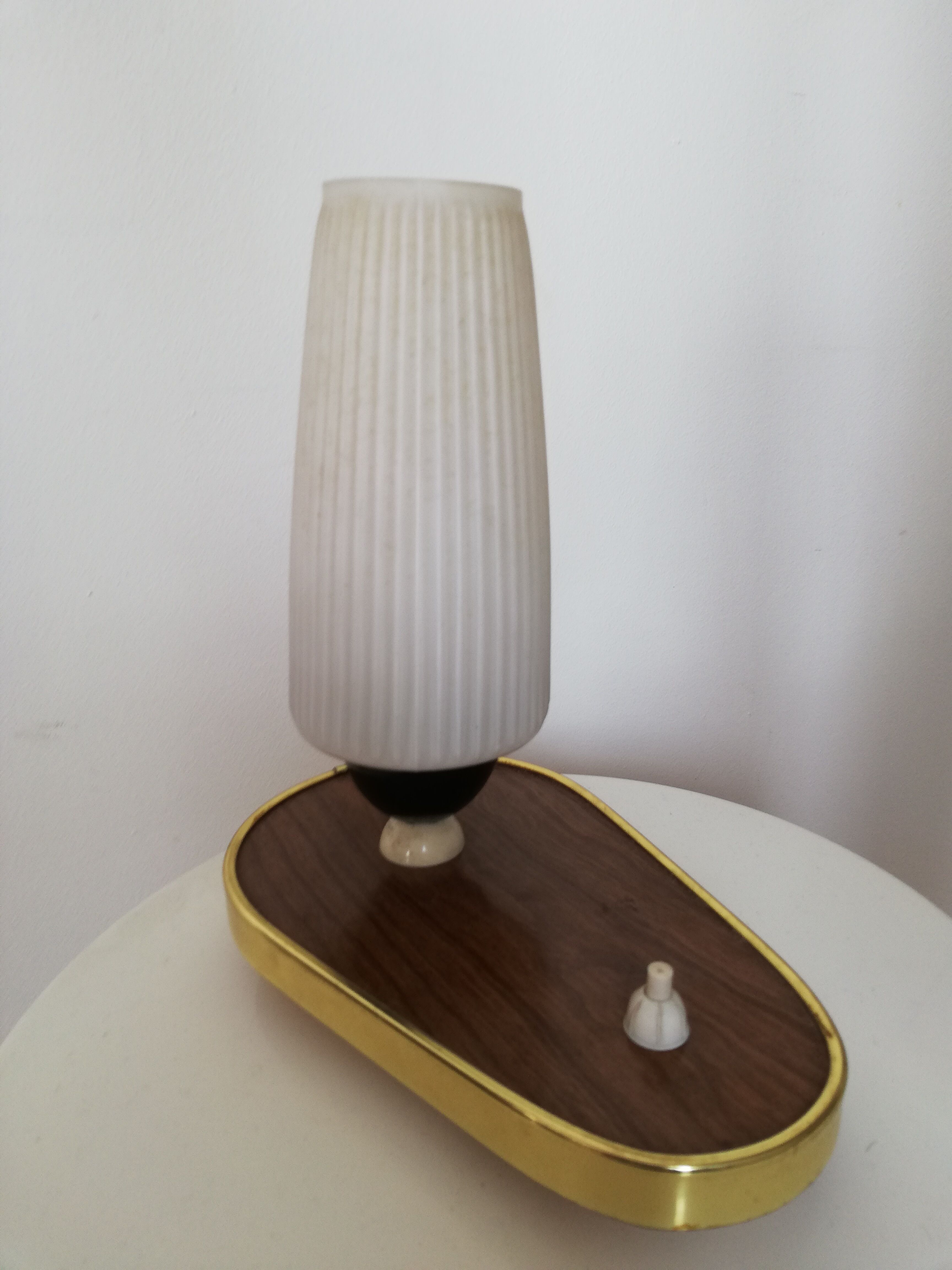 Lampe veilleuse socle forme libre tulipe verre vintage 50/60