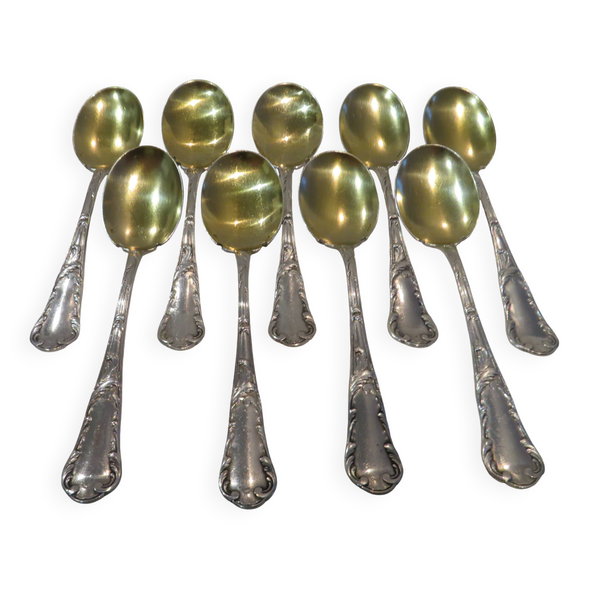9 pelles à glace métal argenté orfèvre Christofle vieux marly 12,4cm
