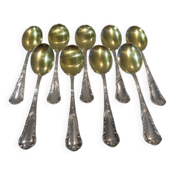 9 pelles à glace métal argenté orfèvre Christofle vieux marly 12,4cm