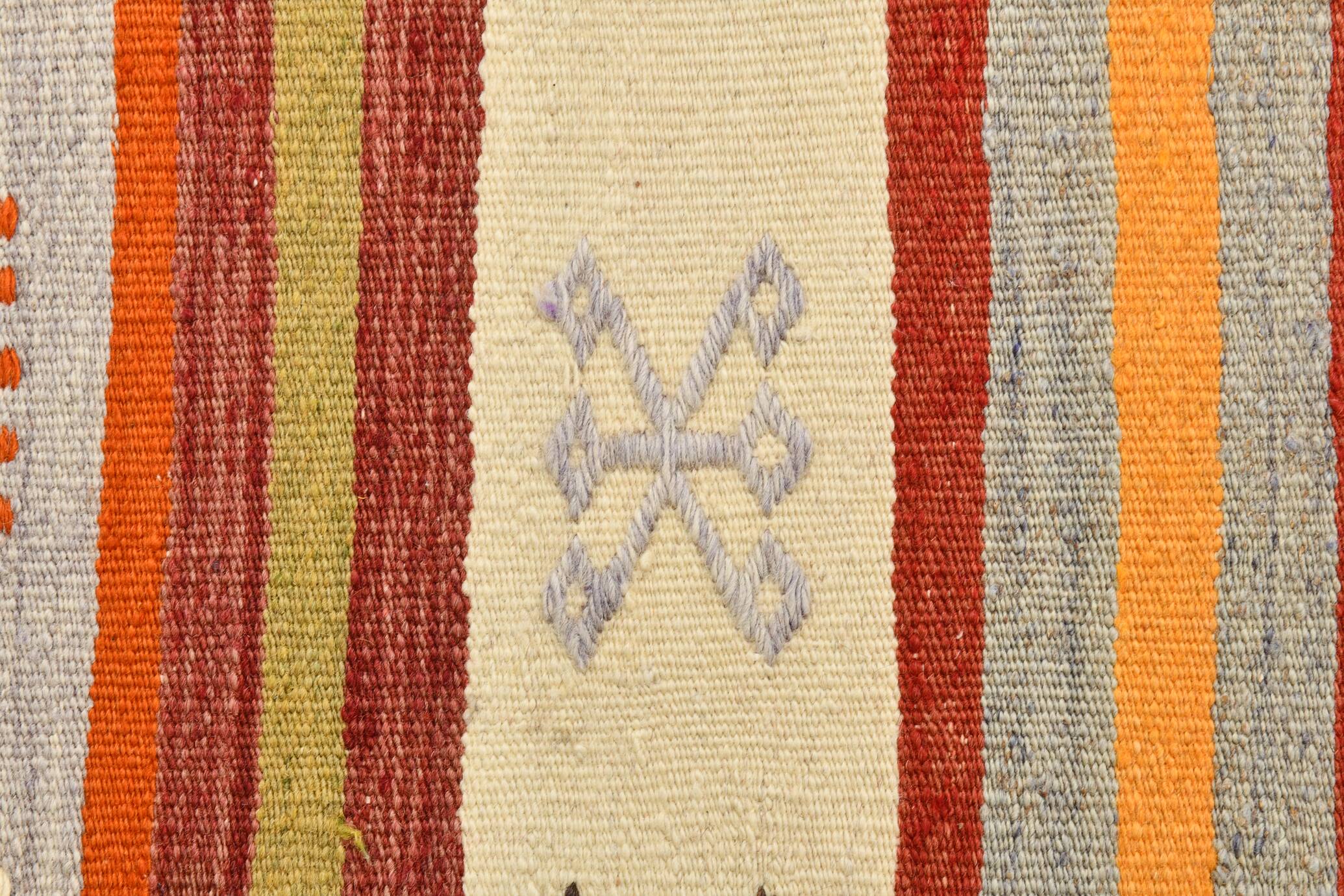 3x9 Striped Kilim Runner, Wool Runner Rug, 74x263Cm