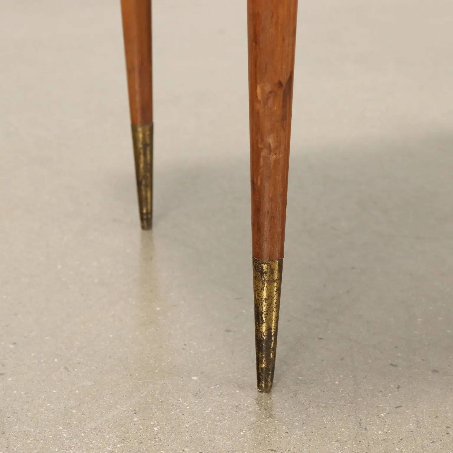 Vintage coffee table from the 1950s in brass, plexiglass, and ash wood, Italy.