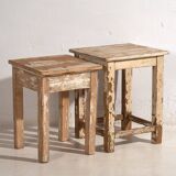 Paire de tables de chevet basses blanches anciennes (c.1920)